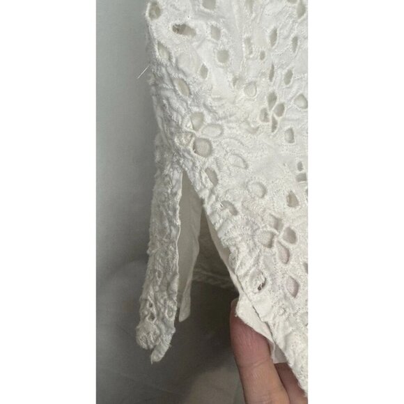 Talbots Women’s Cotton White Eyelet 3/4 Sleeve Lined V Neck Pullover Tunic Sz 8 - Picture 3 of 8